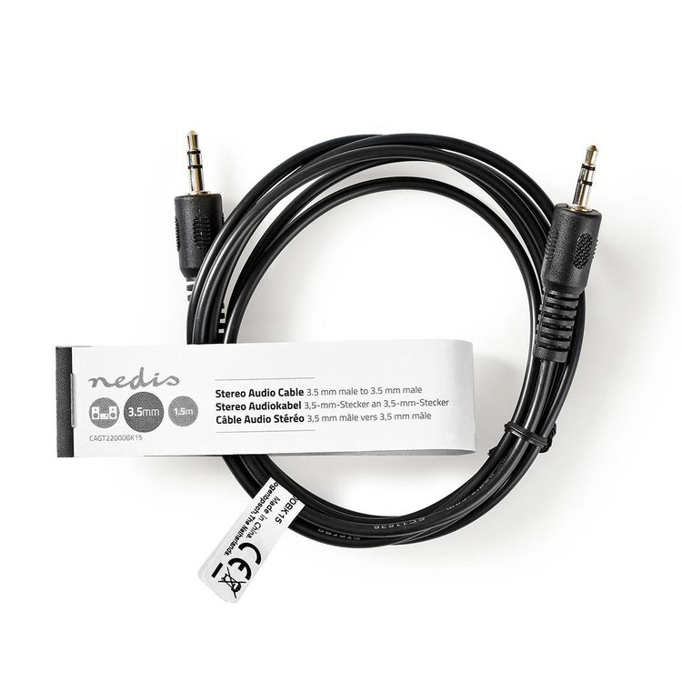 3.5mm Male Stereo Audio Cable - 3.5mm Male 1.5m - Black