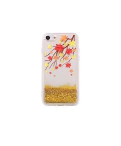 Cover for Samsung Galaxy S9 in silicone with glittery liquid effect gold autumn MOB634 