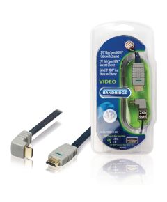 Hochgeschwindigkeits-HDMI-Kabel mit Ethernet-HDMI-Anschluss - HDMI-Anschluss abgewinkelt 270 ° 1,00 m Blau ND1065 Bandridge