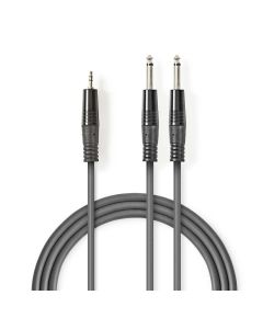 Câble audio stéréo | 2x mâle de 6,35 mm - mâle de 3,5 mm | 5,0 m | Gris ND4890 Nedis