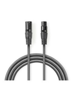 Digital DMX Cable 110 Ohm Male to 3 Pin XLR - Female to 3 Pin XLR 5m Gray ND2227 Nedis