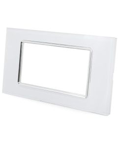 Placca in vetro bianco 4 posti compatibile Living International EL1038 