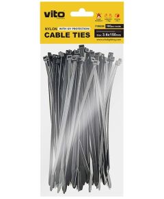 Black self-locking cable ties 3.6X150mm - 100 pieces EL217 Vito
