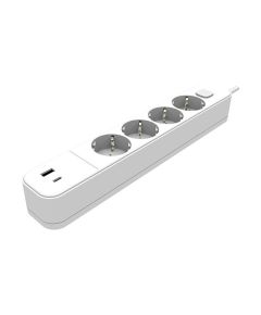 Schuko power strip with 4-place switch and USB socket - USB type C EL281 Vito