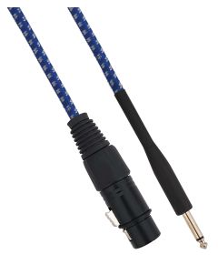 Câble XLR femelle Cannon vers Jack 6.35 mâle de 1,5 mètres Mono - Blanc / Bleu SP054 